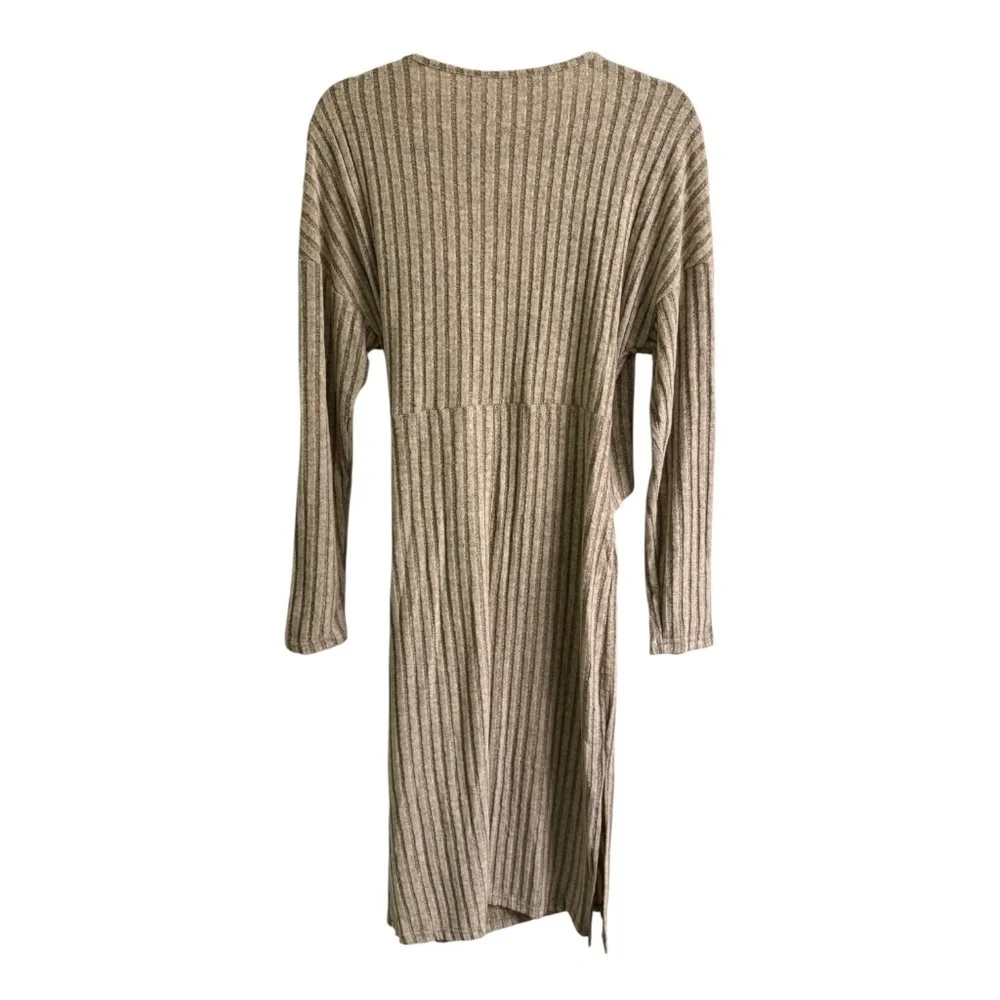 Women’s V-Neck Long Sleeve Knitted Tie Dress - Picture 5 of 9